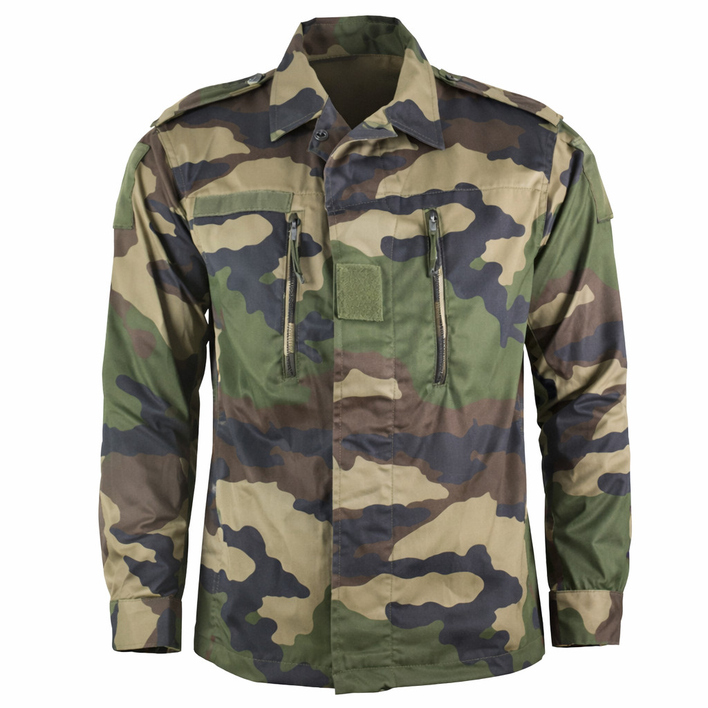 Genuine French Army F2 Camo Field Shirt Military Surplus Jacket Woodland 120M