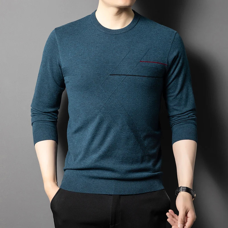 Anti-Pilling High-End Knit Men Pullover Sweater Jumper New Lightweight Round Nec gallery
