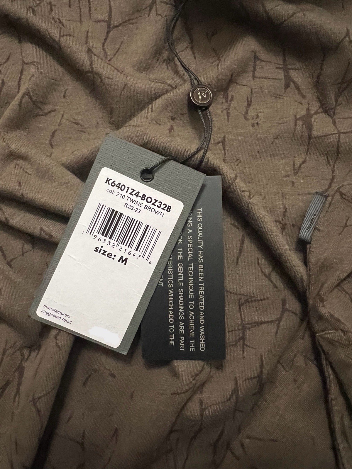 John Varvatos Luxury Shirt - Twine Brown - Raw Cut Edges - Crinkle - Vtg 2023 gallery