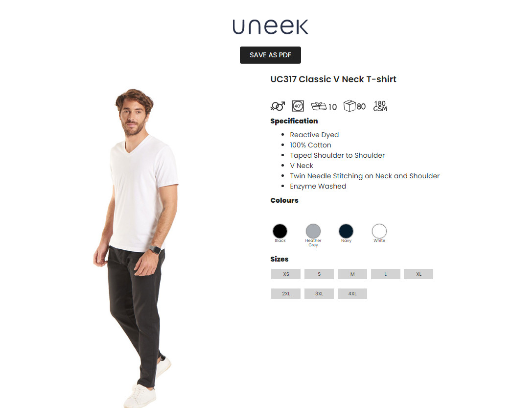 Uneek CLASSIC V NECK T-SHIRT Men's Cotton Short Sleeve v-Neck Plain Workwear Tee gallery