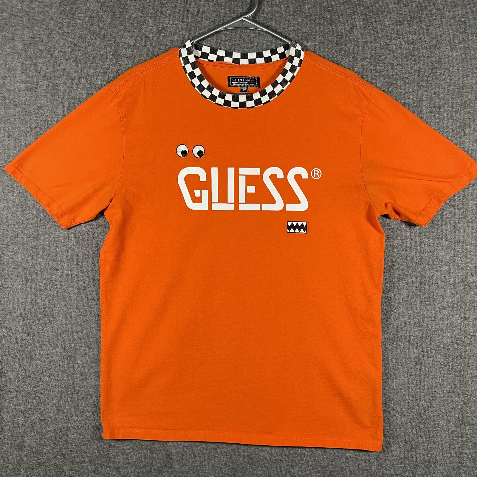 Guess X J Balvin Shirt Mens Small Orange Logo Googly Eyes Graphic Tee Crewneck gallery