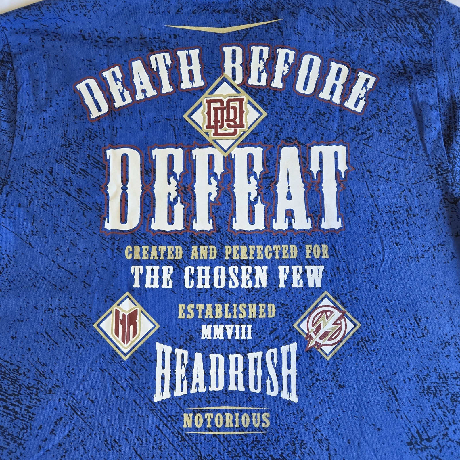 Headrush Notorious Fear None MMA Y2K Blue M Double-sided Graphic T-Shirt Tee NWT gallery