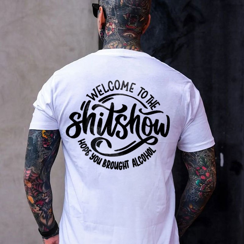WELCOME TO THE SHITSHOW Letter Black Print Tee gallery