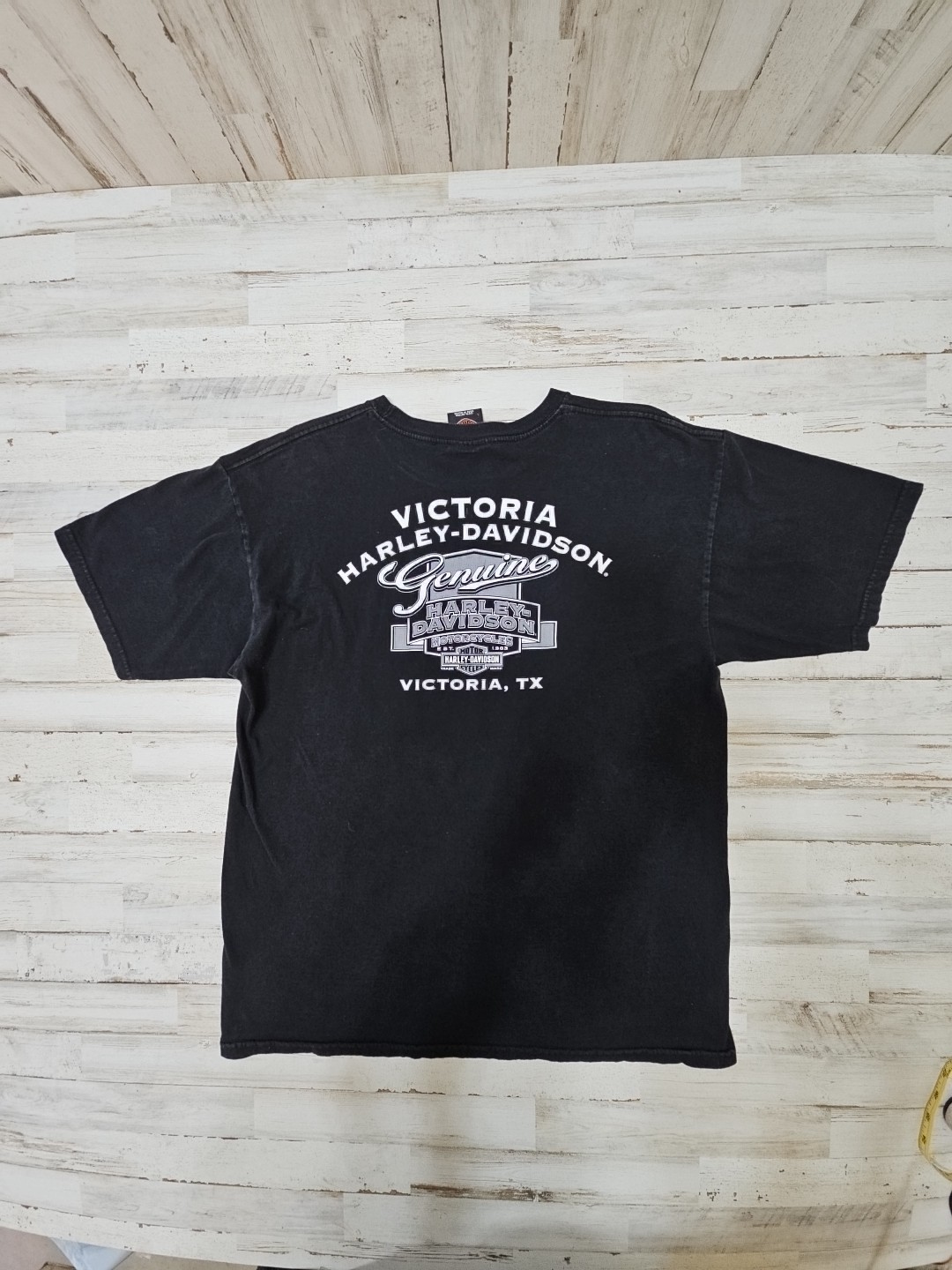 Harley Davidson Old english T-shirt World Famous Sz Large Biker Victoria Texas gallery