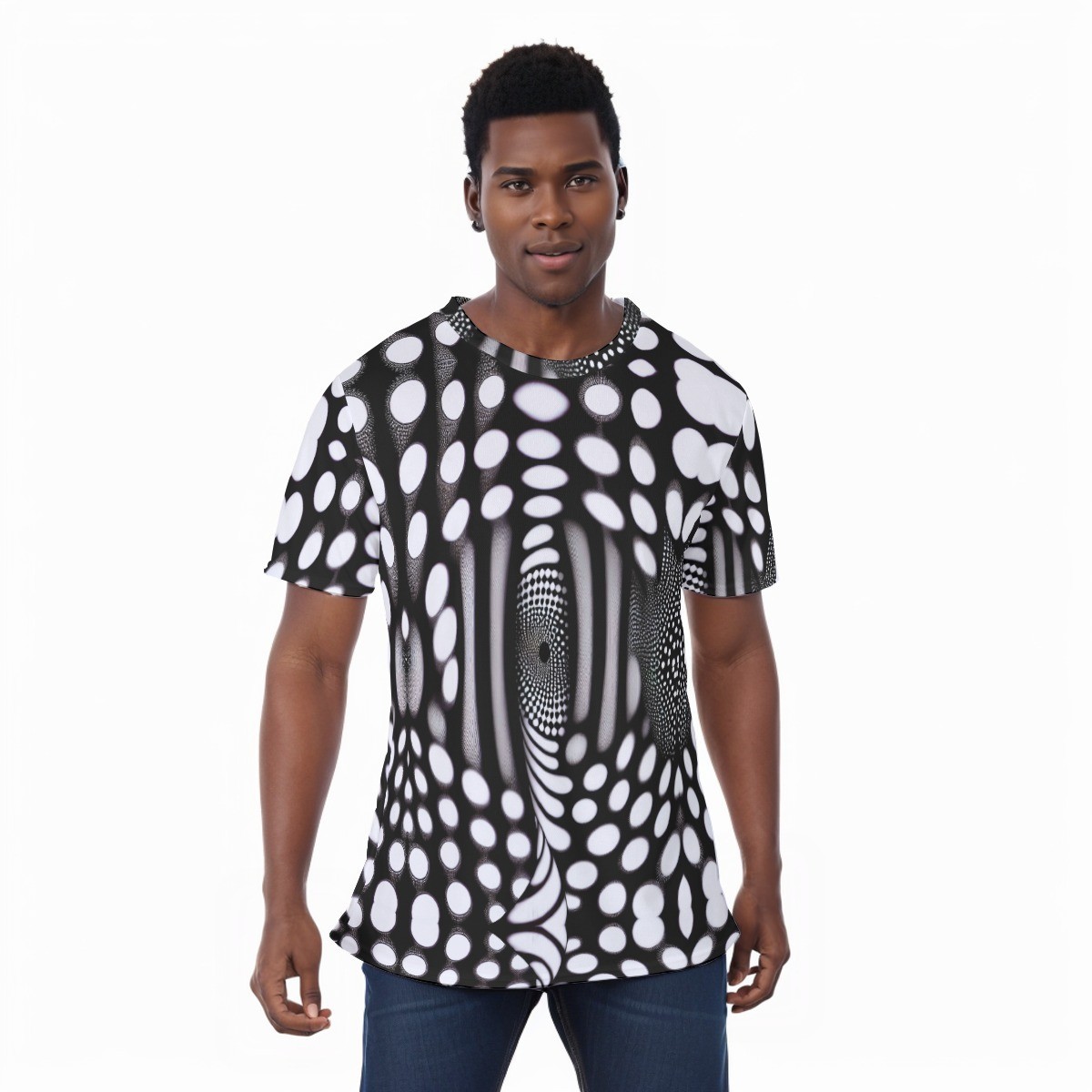 Black White Op Art Shirt Psychedelic Mesh Tee T-shirt Festival Trippy Pop Retro