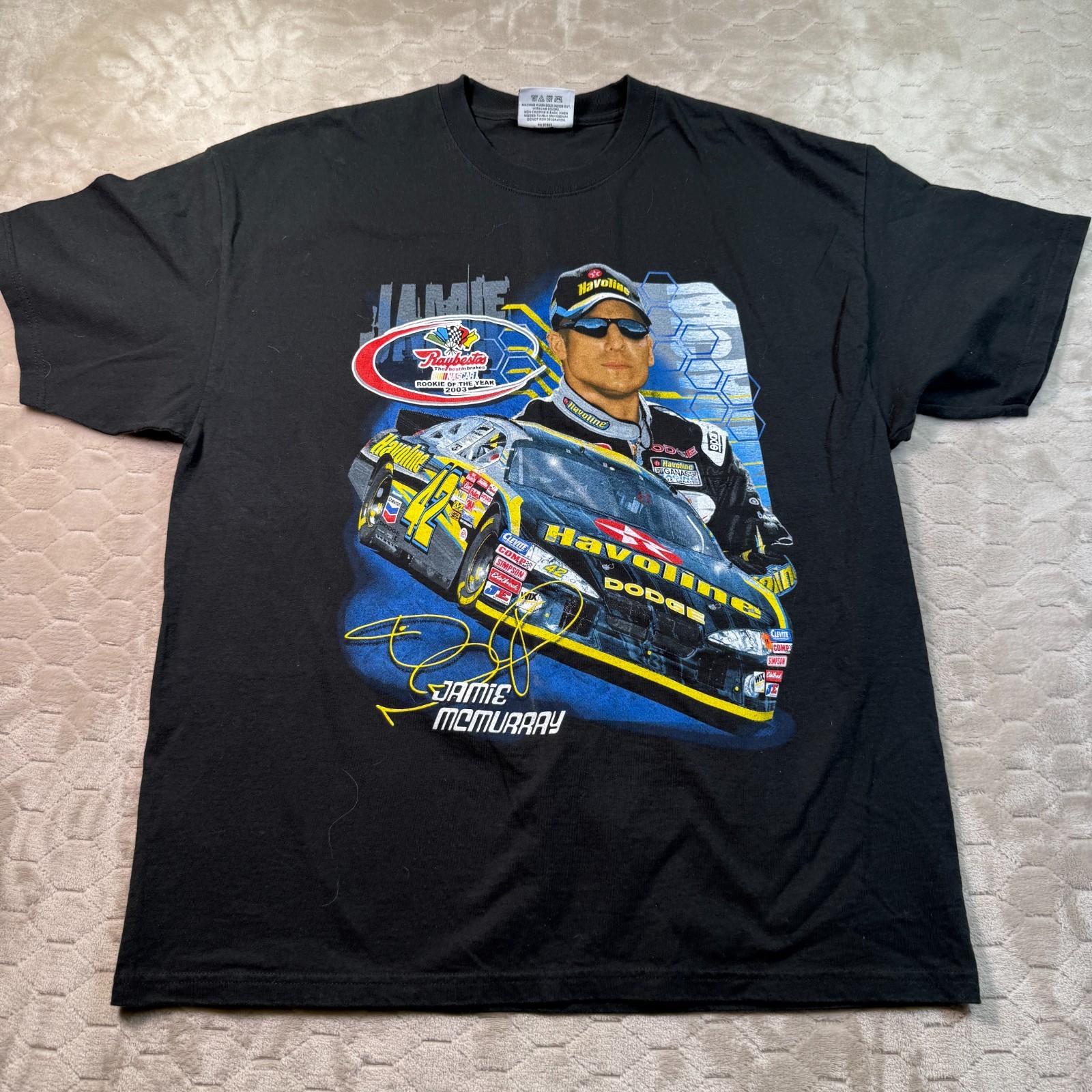 VTG Nascar Texaco Chevron Jamie McMurray Rookie of the Year Shirt Sz Lg 2003 DS
