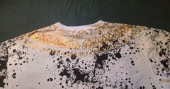 ScreenShot GOLD African Dashiki Splatter paint on White T Shirt 2XL Zipper sides