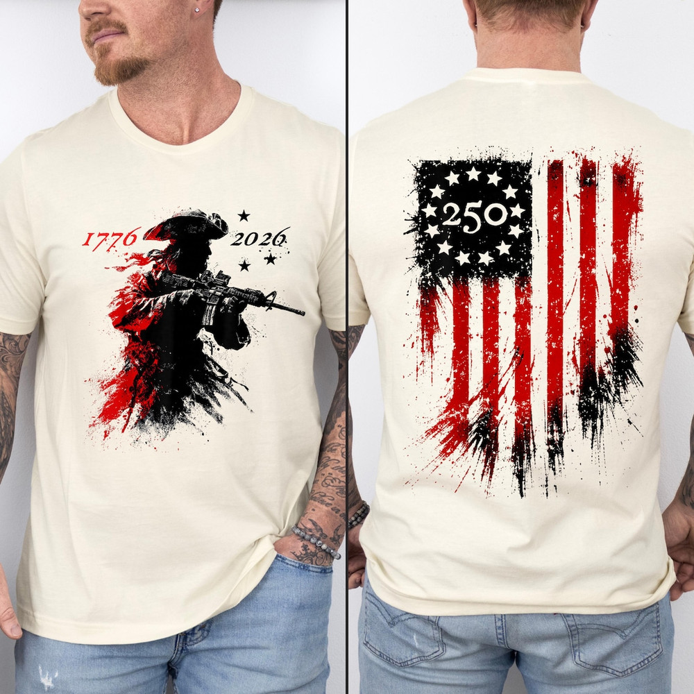 Tactical Revolutionary Soldier Shirt American Flag 250 Years Patriot 1776-2026