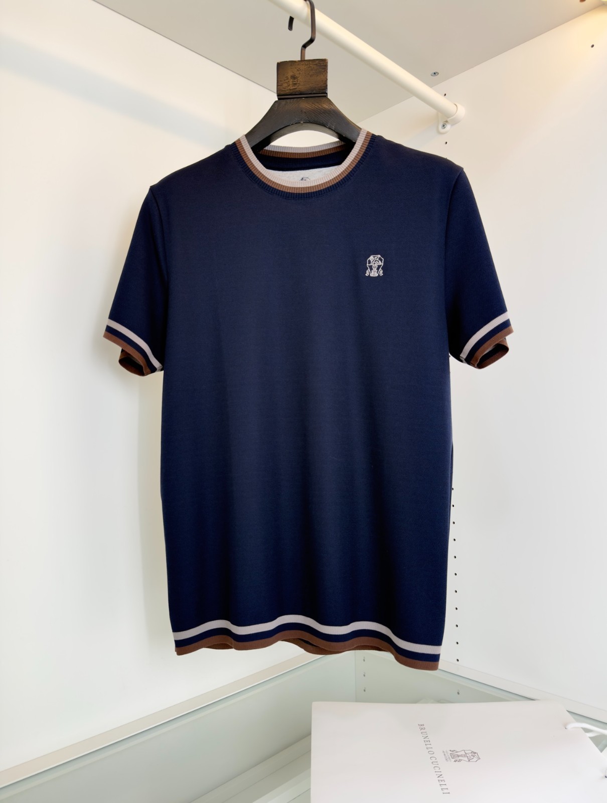 Brunello Cucinelli Men’s Knitted Short Sleeve T-shirt, Size M