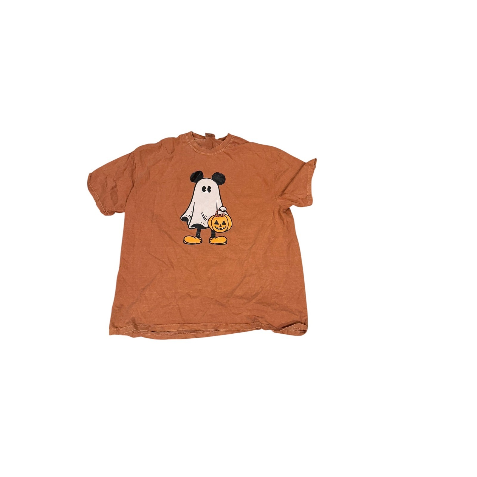 Comfort Colors Mickey Mouse Ghost Halloween T-Shirt Burnt Orange 2XL Cotton Tee gallery