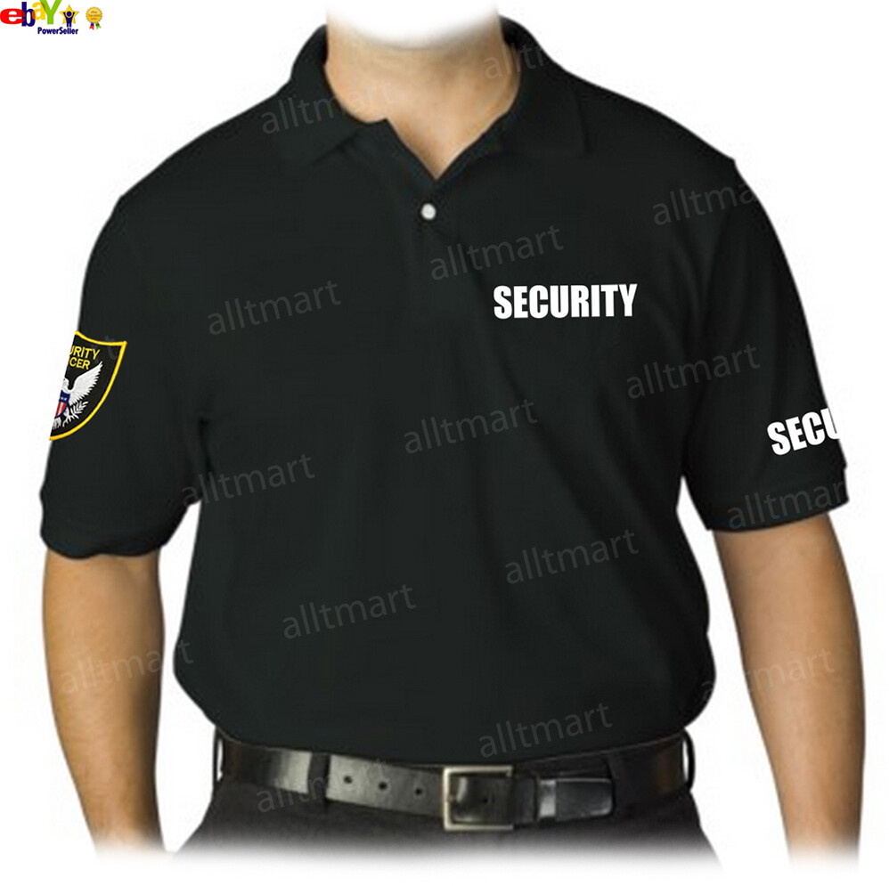MEN'S PRINTED SECURITY POLO T-SHIRT UNIFORM EMBROIDERY BADGE POLICE STAFF PARTY gallery
