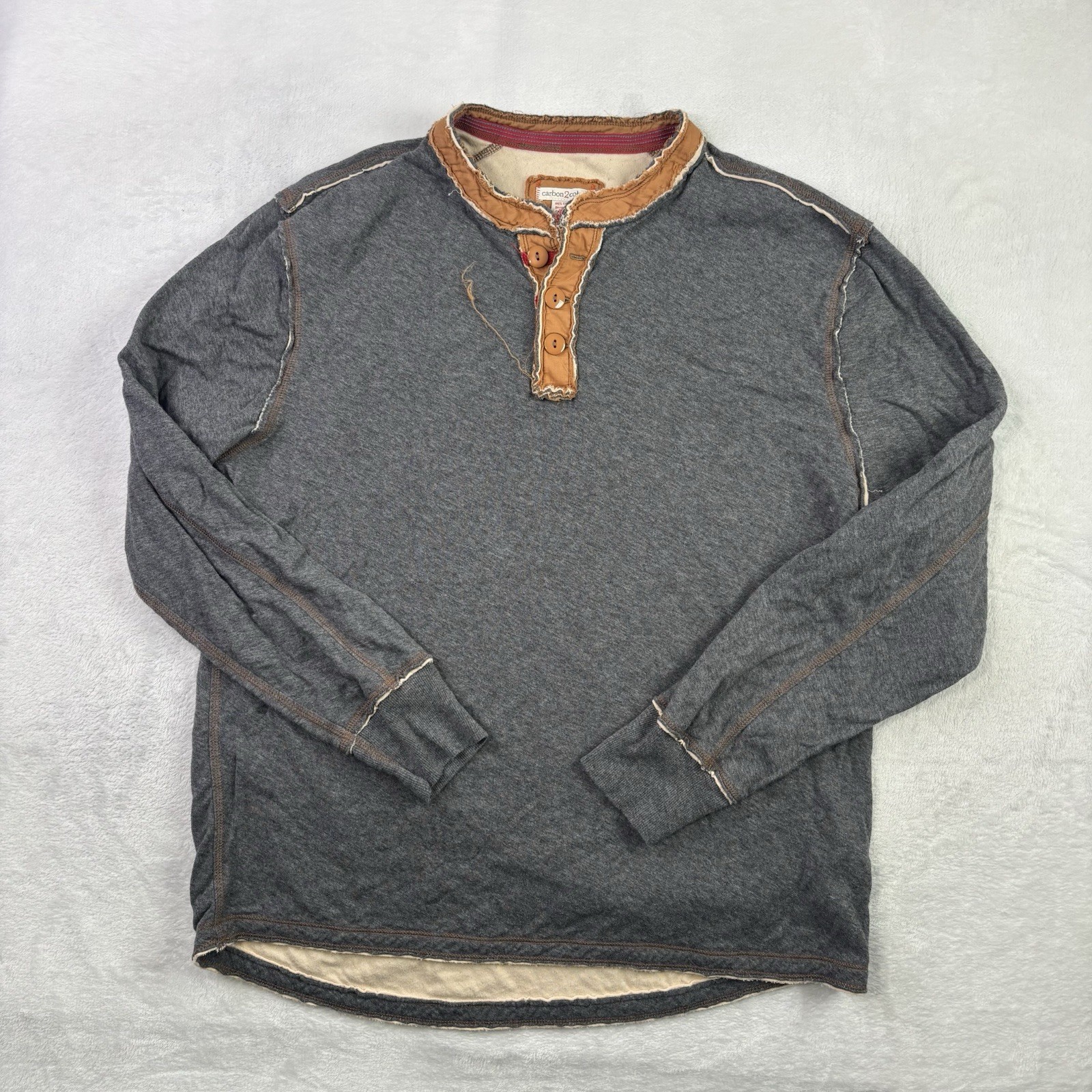 Carbon 2 Cobalt Henley Grey Long Sleeve Shirt Men's Large gallery