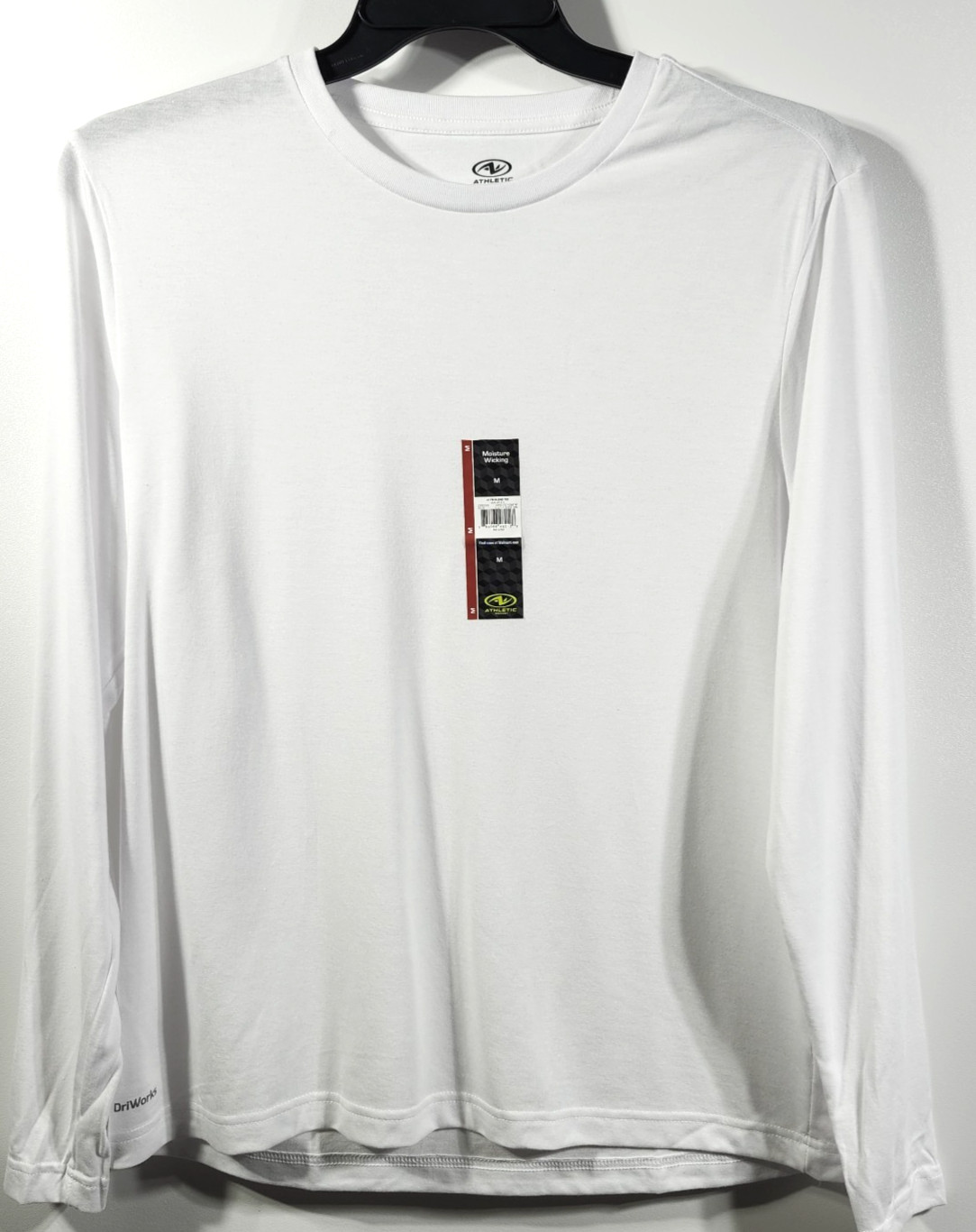 Men’s T-Shirt Size Medium White Long Sleeve Athletic Works Moisture Wicking