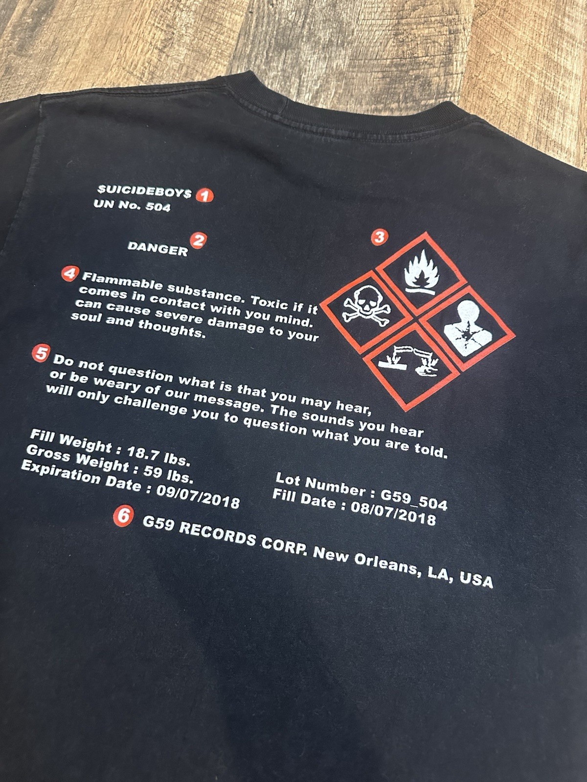 G59 Records SuicideBoys Hazard Danger Label Logo Shirt Tee gallery