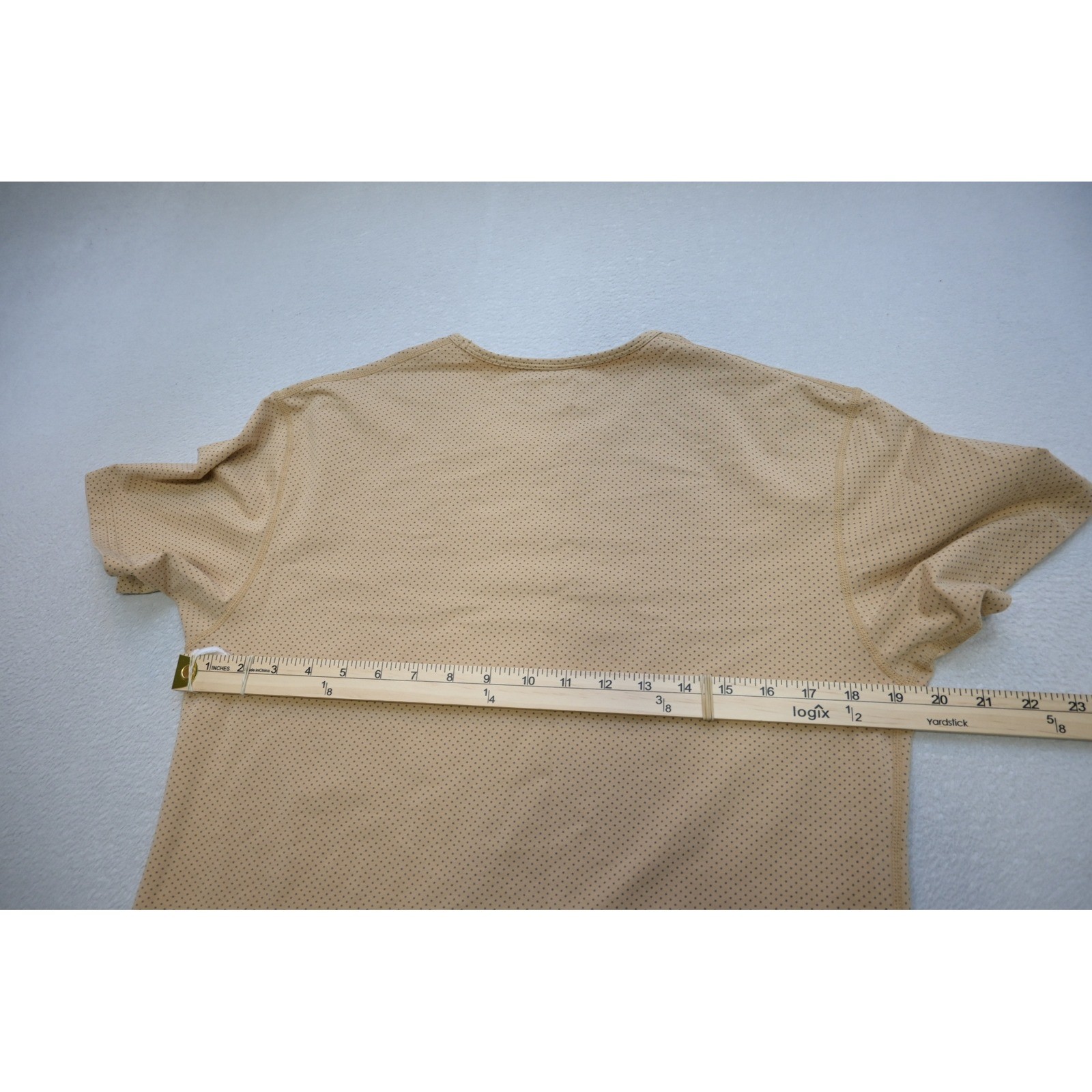 BYLT Drop Cut Lux T-Shirt Mens Medium Tan Perforated Short Sleeve Excellent gallery