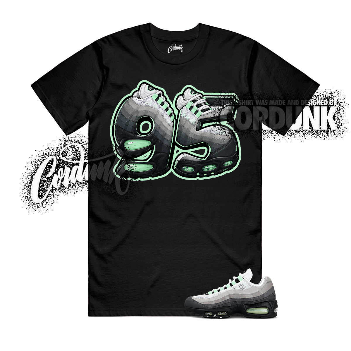 Air Max 95 Fresh Mint OG Big Bubble Green Foam Grey T Shirt Match V2