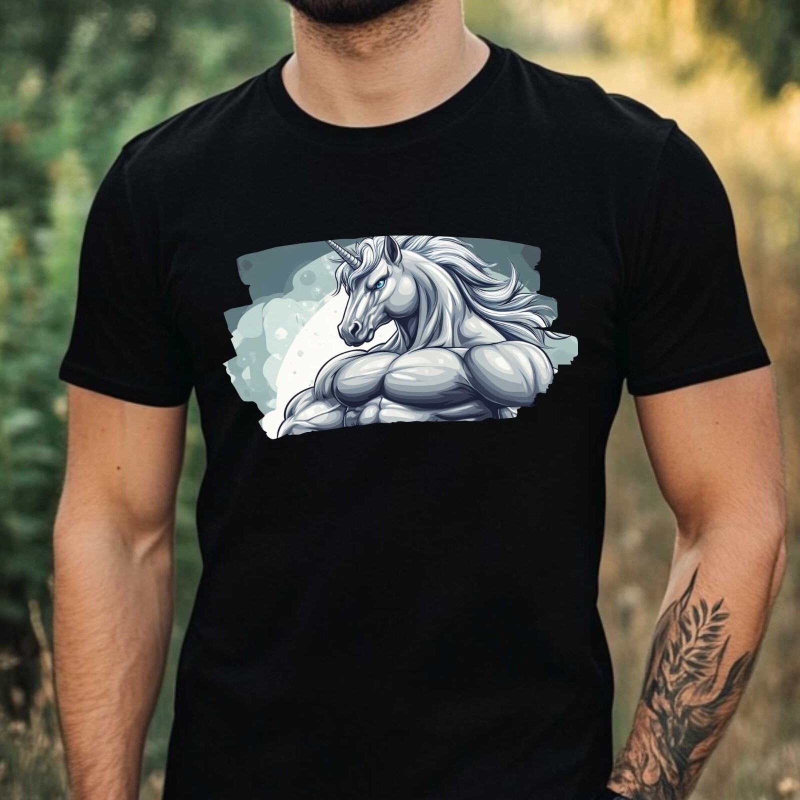 Mens Strong Unicorn Motif Cotton T-Shirt Size XS to 5XL gallery