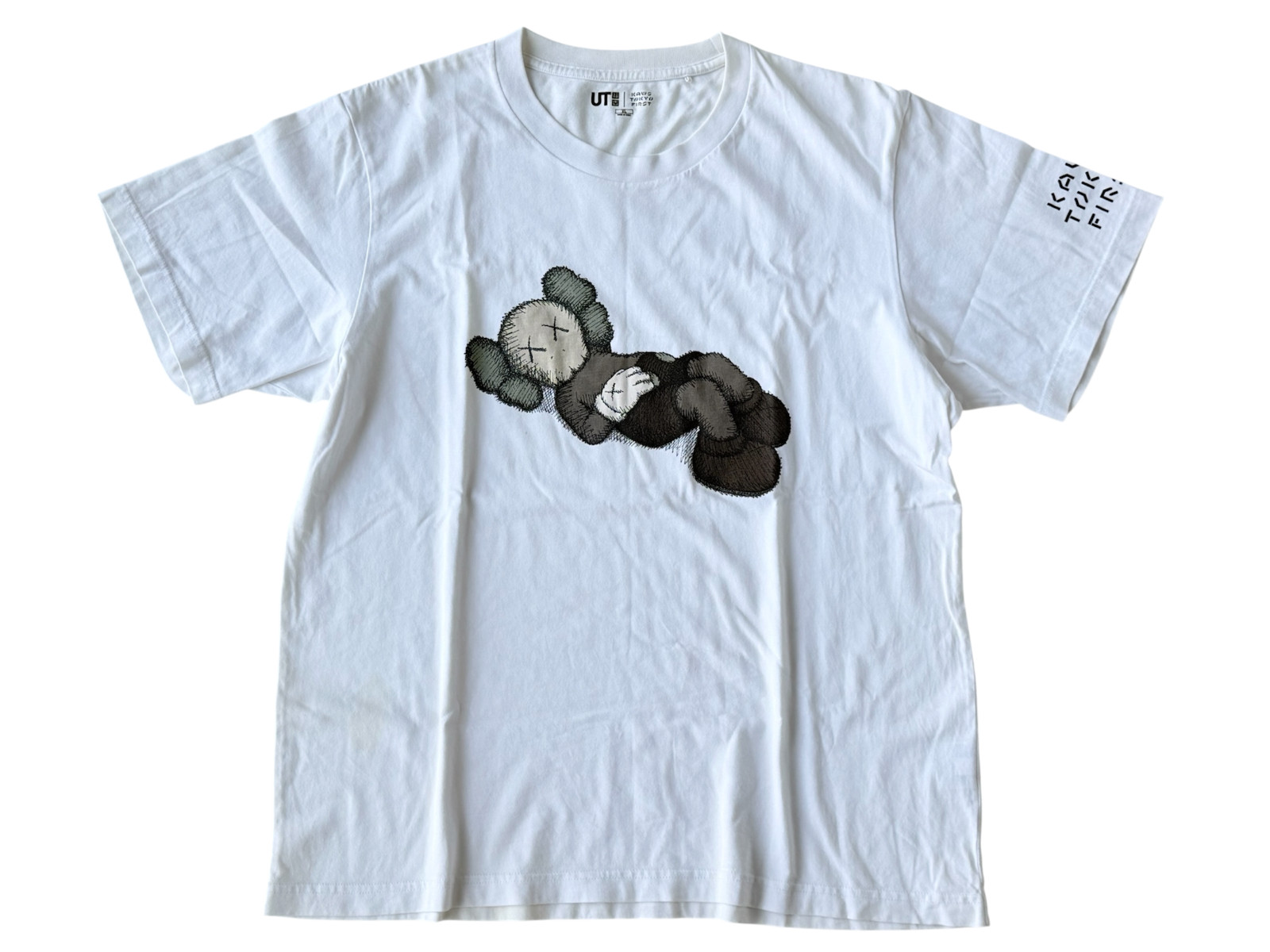 KAWS x UNIQLO T-Shirt Size XL White Used Stain on Back Japan gallery