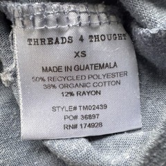 THREADS 4 THOUGHT S/S Blue Heather Solid Tee Unisex XS Sustainable Shirt