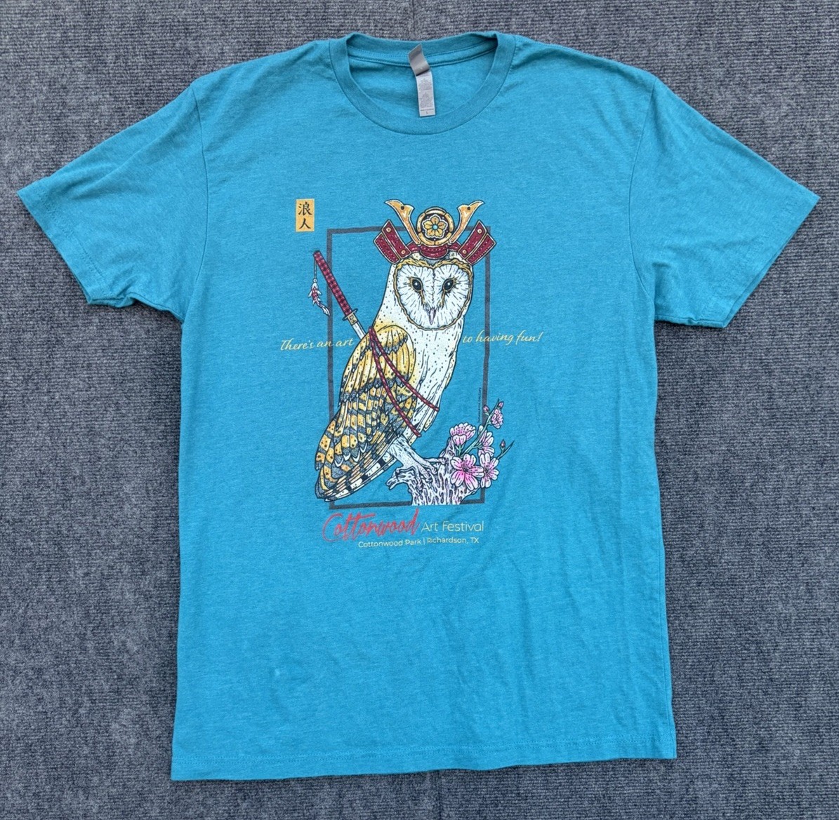 Samurai Owl Teal T-Shirt Cottonwood Art Festival Richardson TX