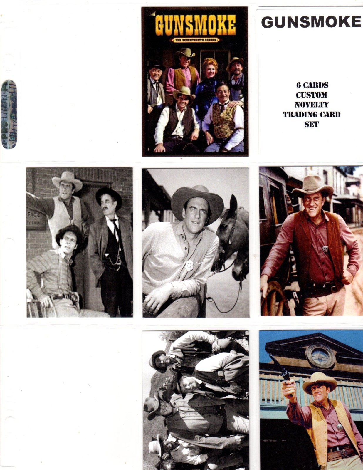 GUNSMOKE   TV SHOW     CUSTOM  NOVELTY TRADING CARD 6 CARDS   SET