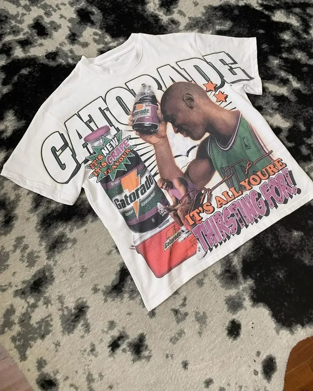 Men's Summer Retro Letter Portrait Printed T-shirt Boxy Fit Y2k Urban Streetwear gallery