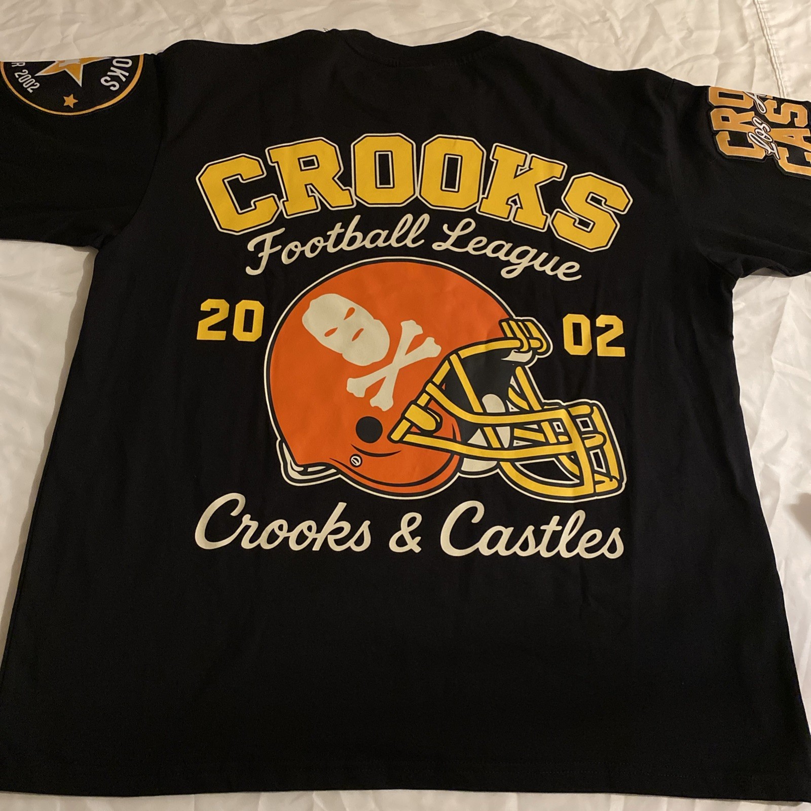 Crooks & Castles Crooks Football League Drop Shoulder Men Heavy Tee Black Size M gallery