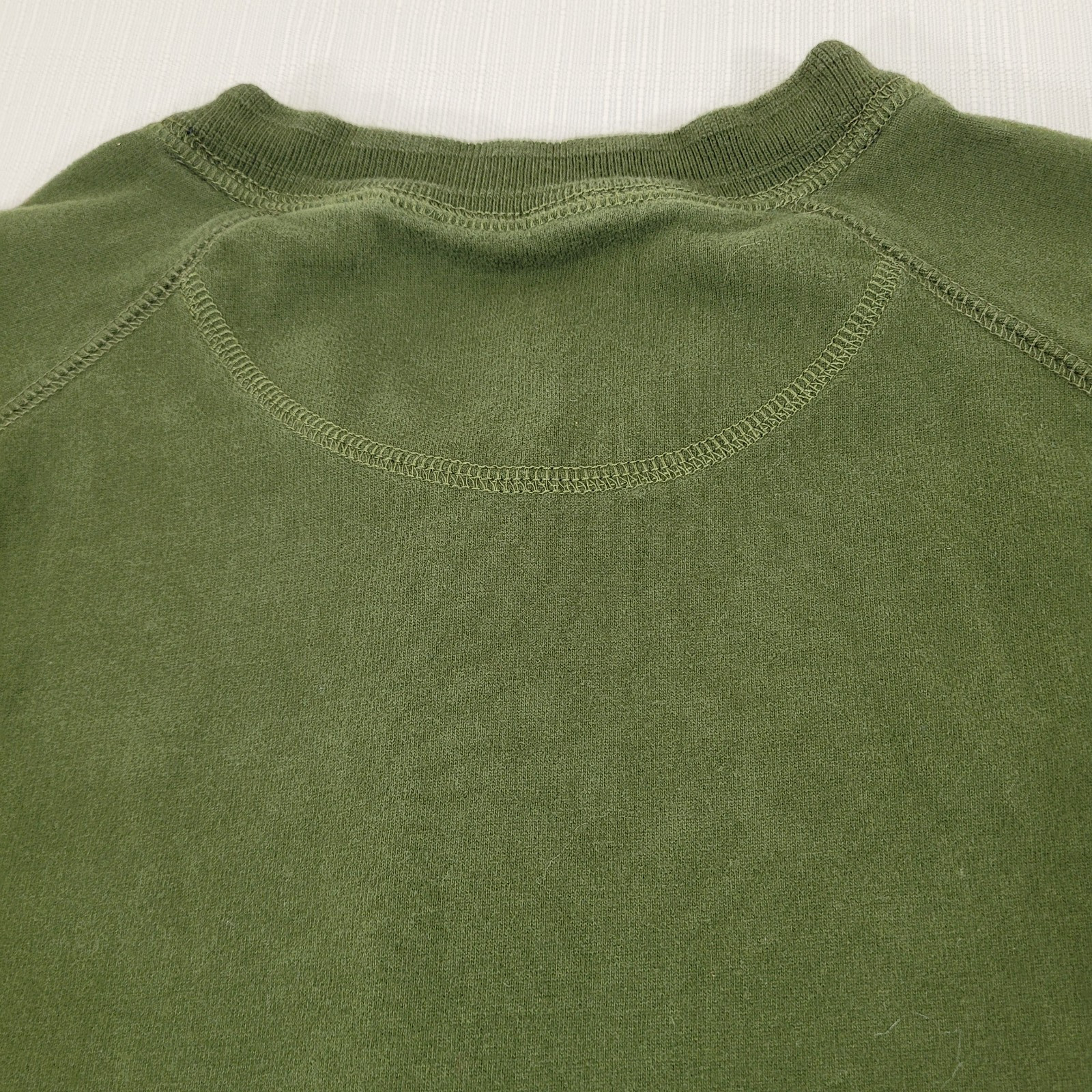 St Johns Bay Mens SZ L 46" LS Henley Sueded Jersey Forest Green Ribbed Cuffs gallery