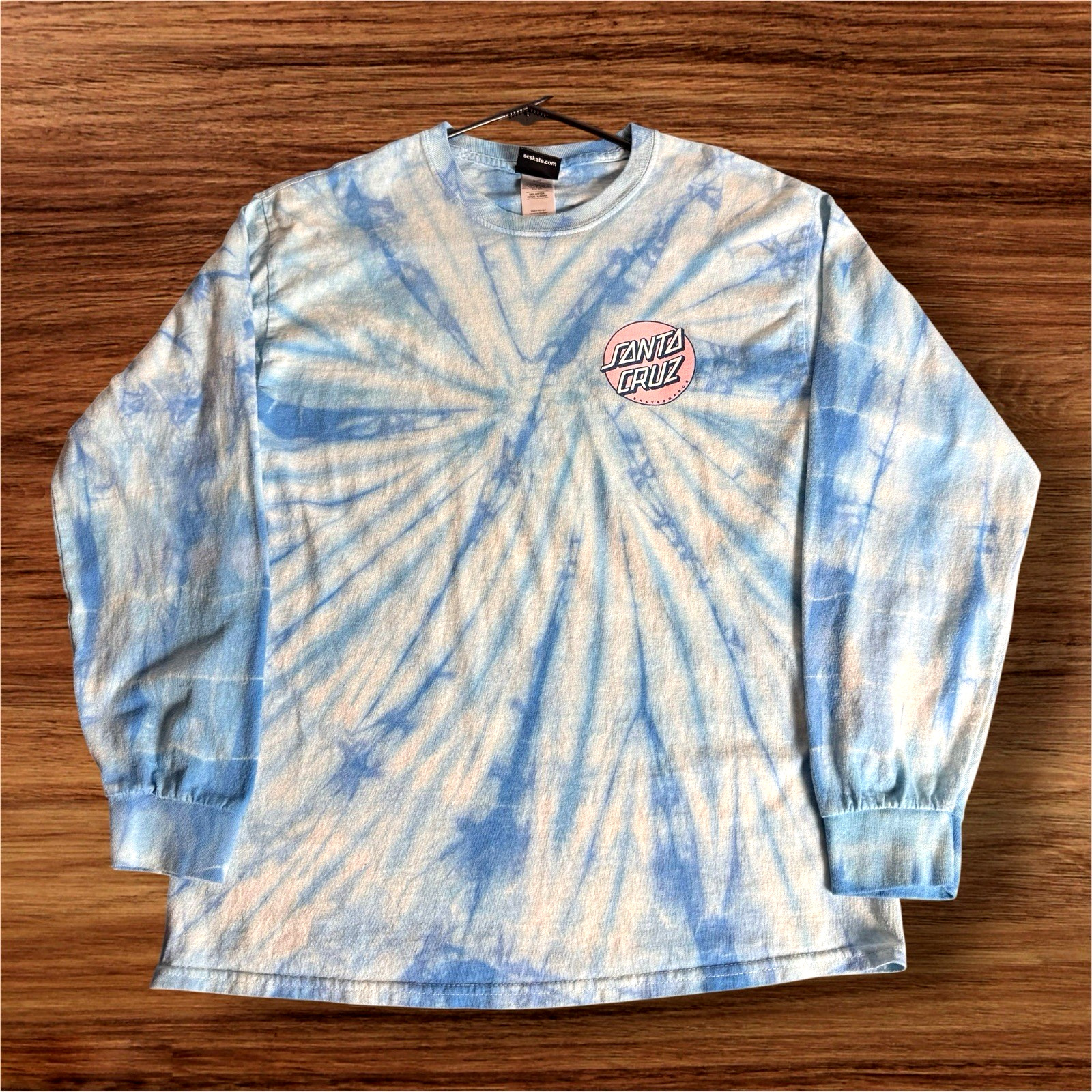 Santa Cruz Skateboards Tie Dye Long Sleeve T Shirt Men's M Blue Pink Surf Skate gallery