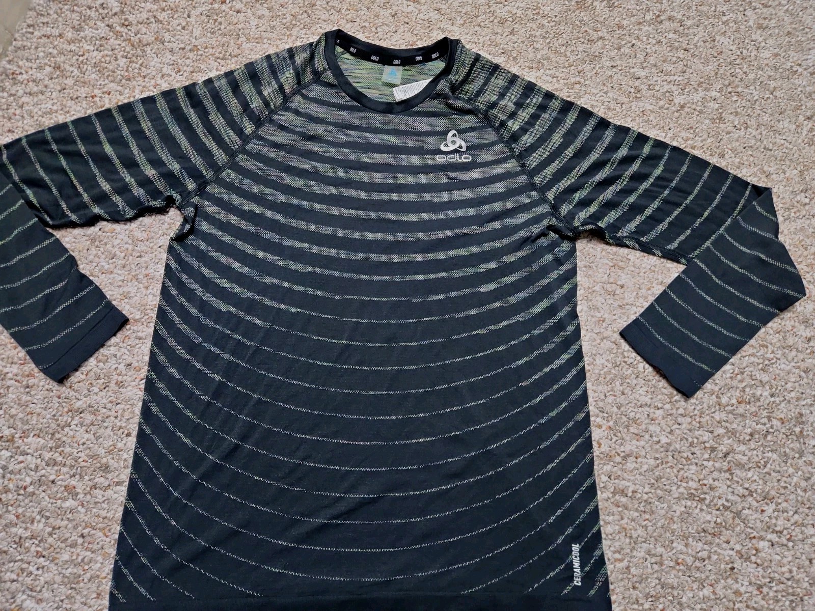ODLO Base Layer Top Performance Light Fitted Long Sleeve Blackcomb Men's sz L gallery