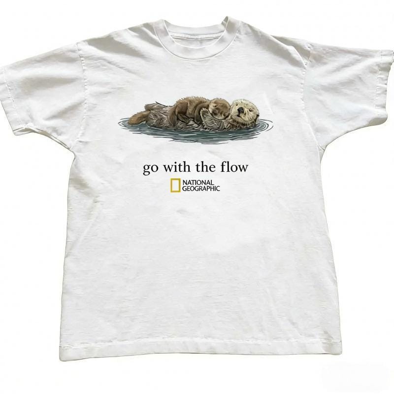 Go With The Flow Otter National Geographic T-Shirt, Vintage Unisex Tee gallery