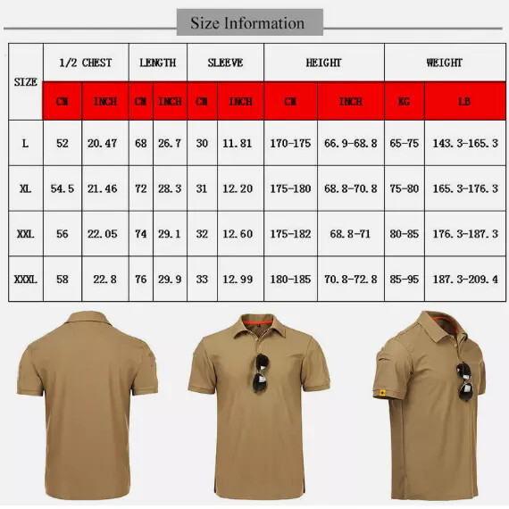 Mens Polo Shirts Short Sleeve Casual Quick Dry Team Tactical Combat Work Golf gallery