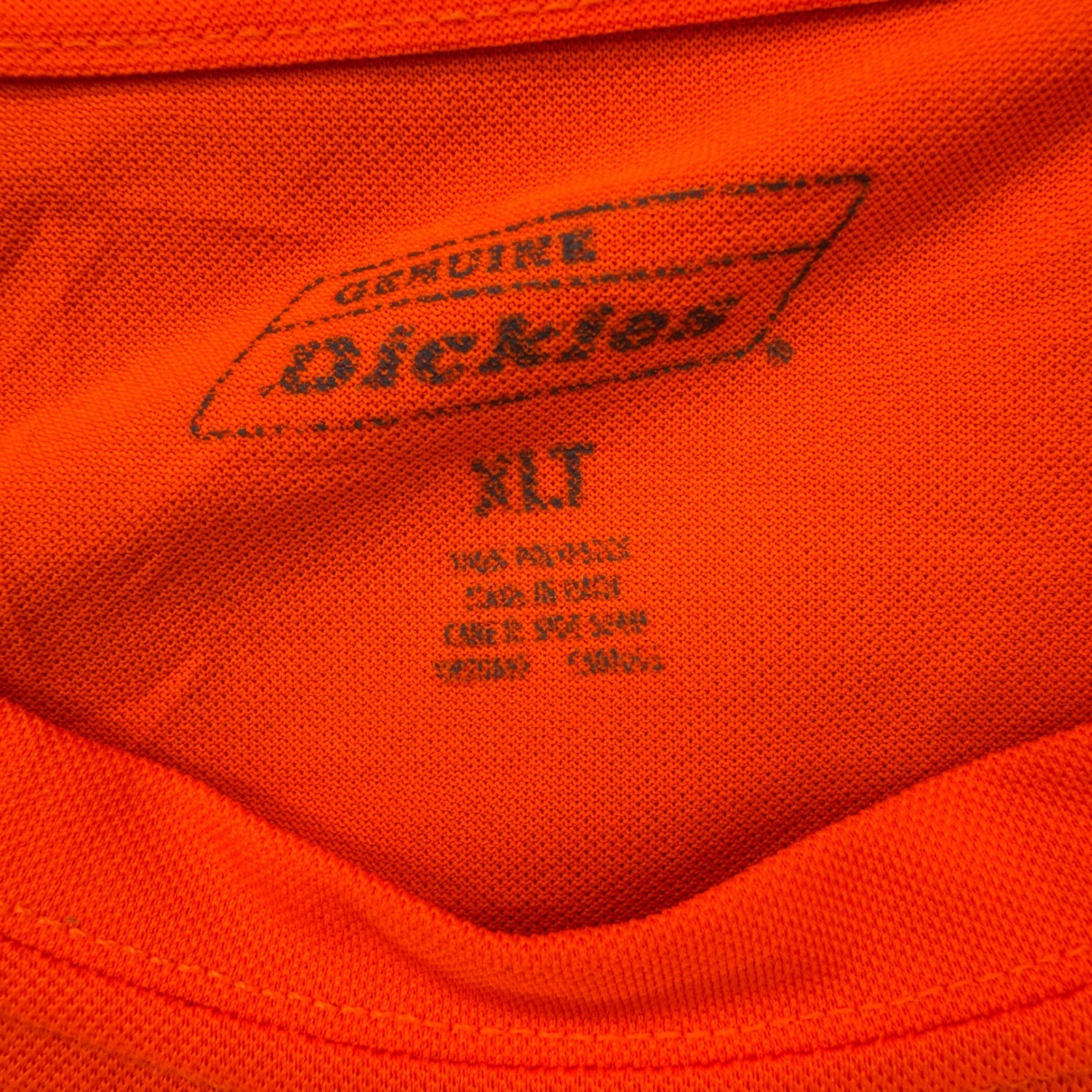 Genuine Dickies Mens XLT Safety Orange Pocket T-Shirt Performance Workwear gallery