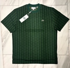 Lacoste Men’s Patterned T-Shirt Dark Green Black New