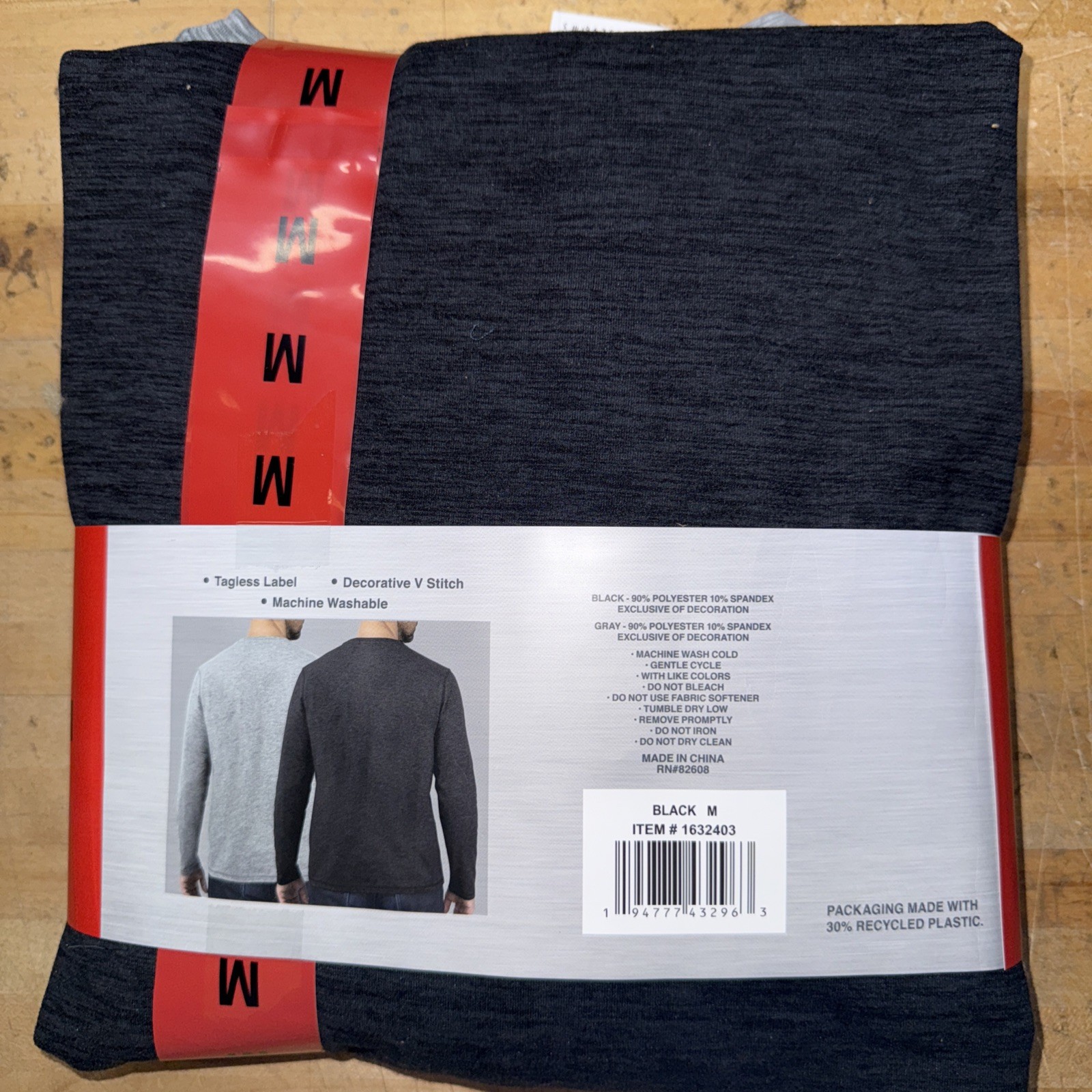 Rugged Elements Mens MEDIUM  Sueded Long Sleeve Crew Tee 2-pack Black & Gray NEW
