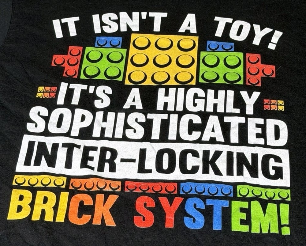 New Mens Master Builder Bricks Blocks Play Toys T-Shirt Big & Tall Sz 3XLT