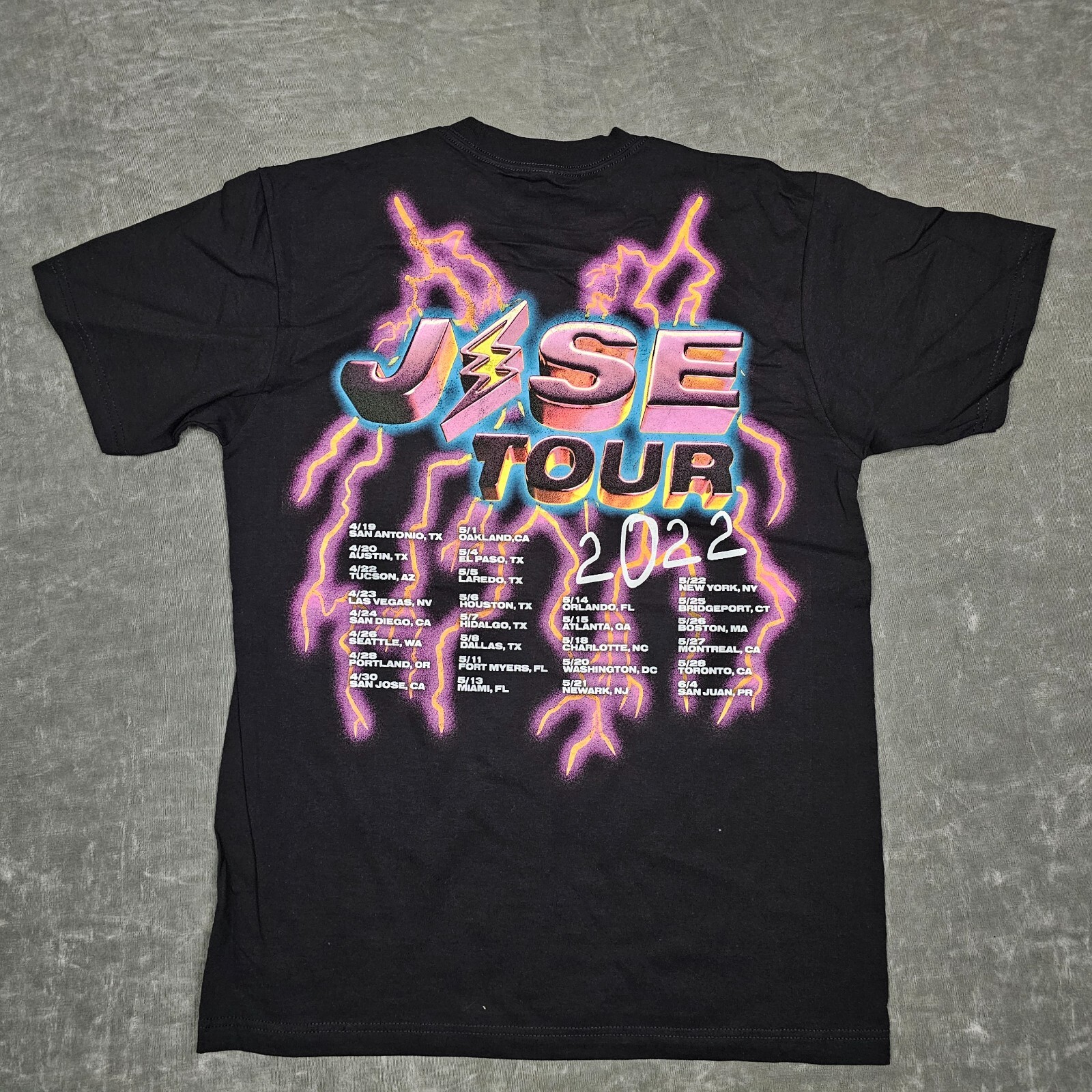 J. Balvin T-Shirt Adult Large Jose Tour 2022 Lightning Smiley Face Black Graphic gallery