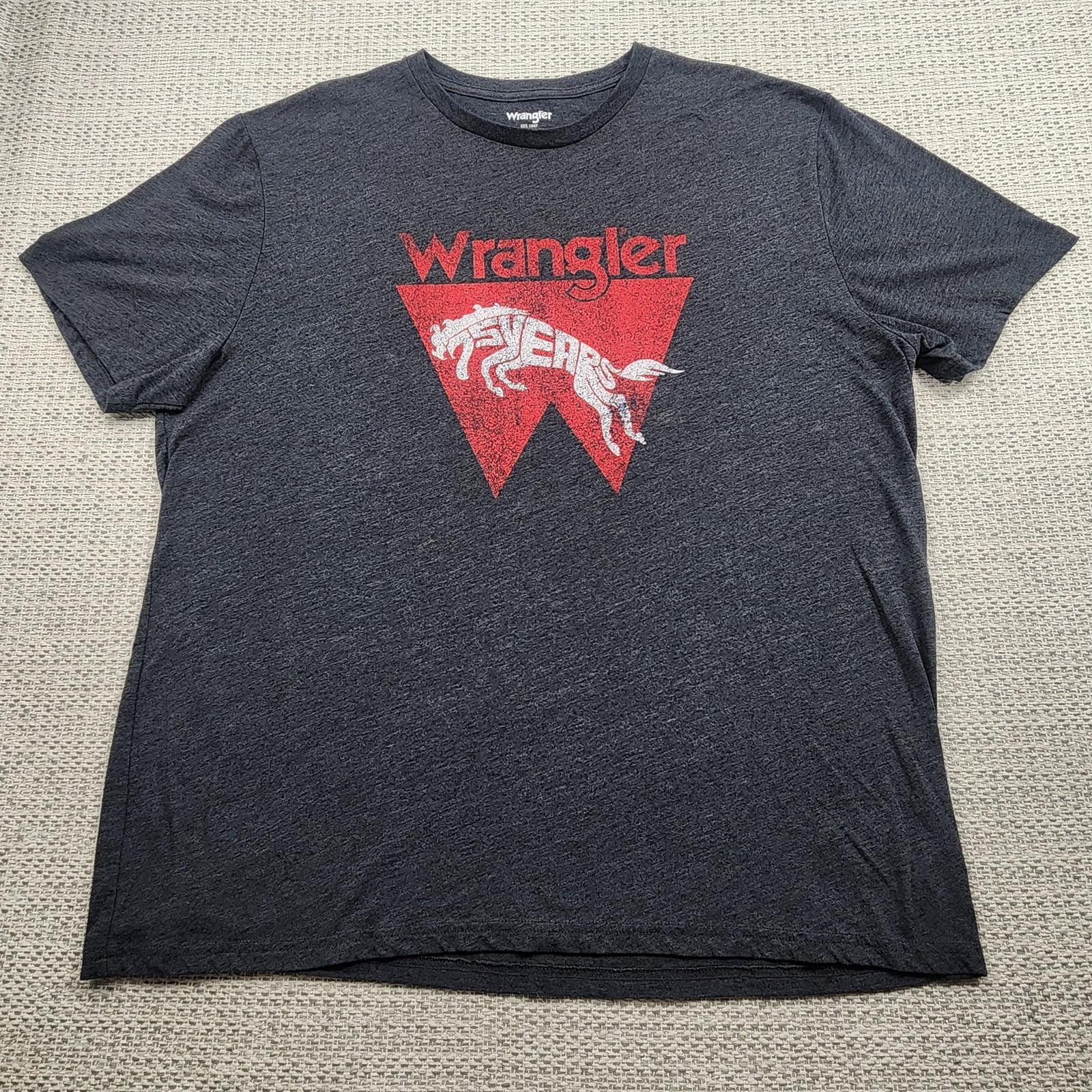 Wrangler Shirt Mens 2XL Gray 75 Years Anniversary Graphic Tee T-Shirt Western gallery