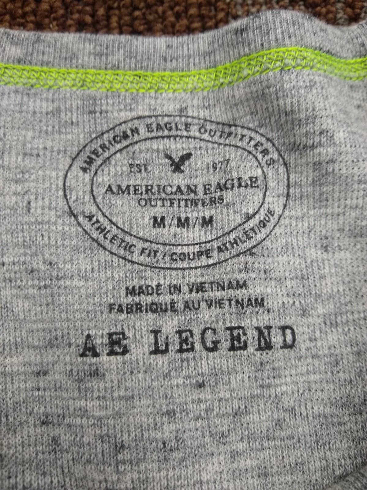 American Eagle Long Sleeve Shirt Gray Men's Size Medium Thermal Embroidered Logo gallery