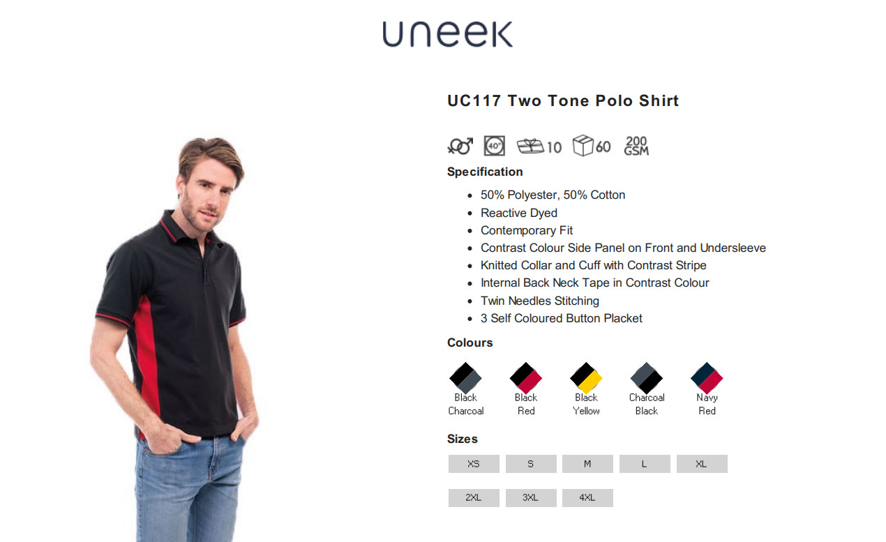 Personalised Embroidered Uneek Two Tone Polo Shirt Custom Text Casual Poloshirts gallery