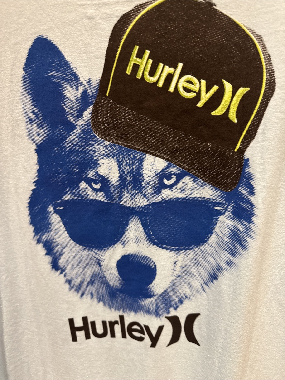 Mens Large Hurley Lids Vintage Tshirt Blue Wolfe Stains Hanger Marks Distress 99 gallery