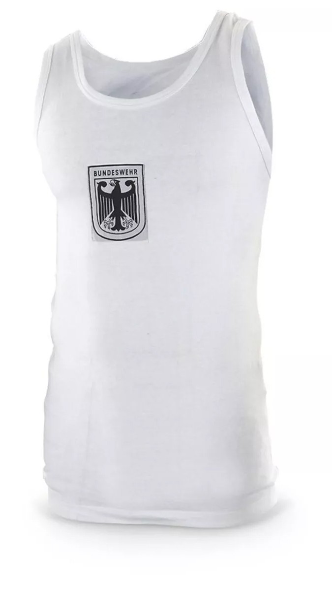 Authentic German Military Bundeswehr Vest Tank Top Jersey White w/ Patch Eagle gallery