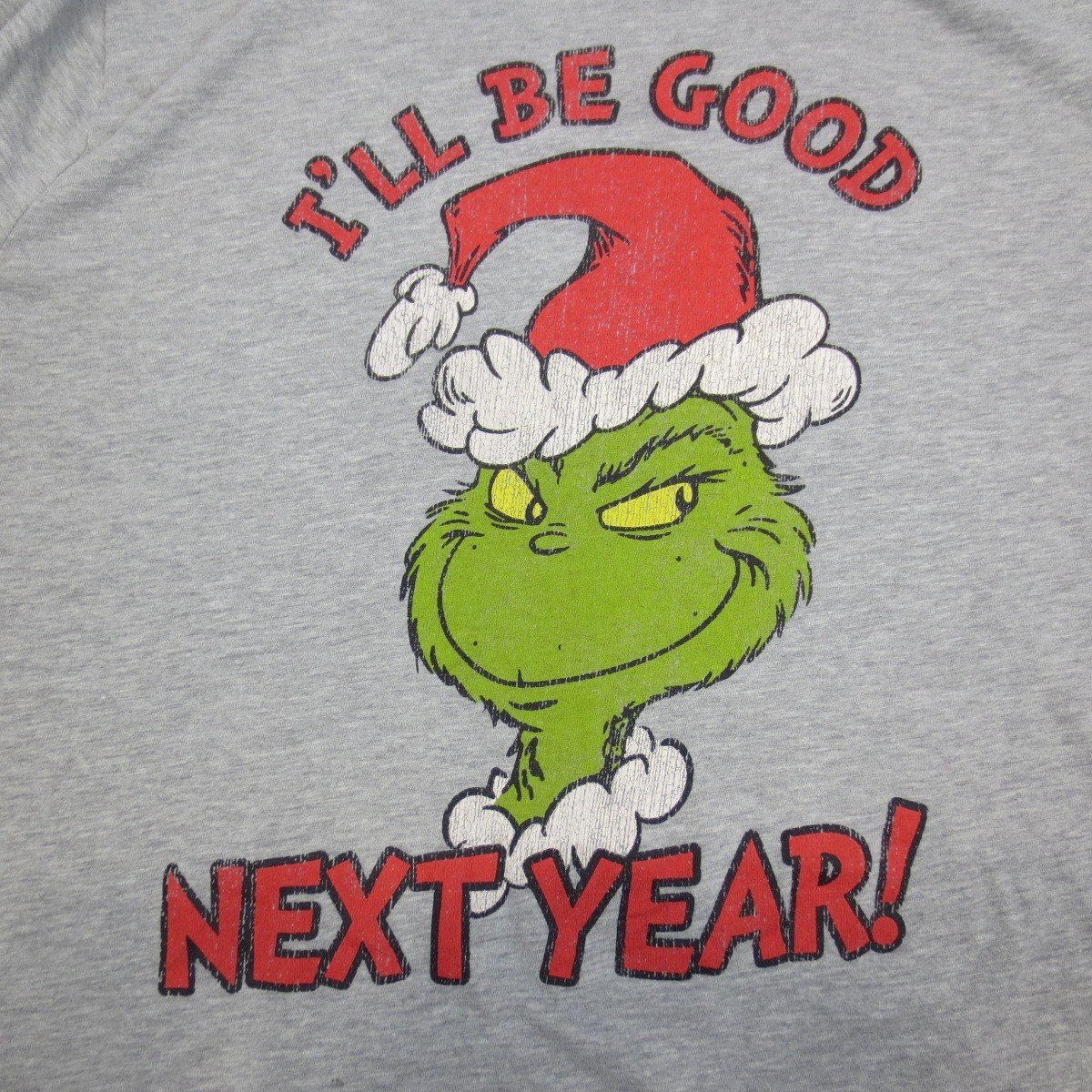 Grinch Mens XL I'll Be Good Next Year Gray Christmas Suess Holiday Tee T-Shirt gallery