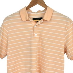 Rag & Bone Size M Polo Shirt Orange Striped Short Sleeve Collared Cotton Blend