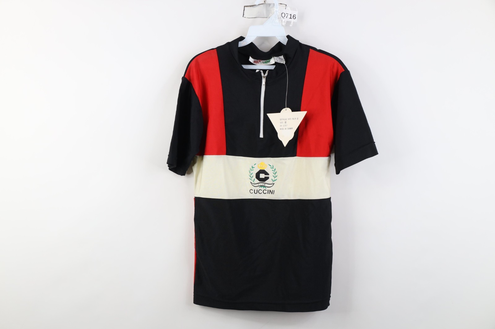 Deadstock Vintage 80s 90s Mens Medium Color Block 1/4 Zip Bicycle Cycling Jersey