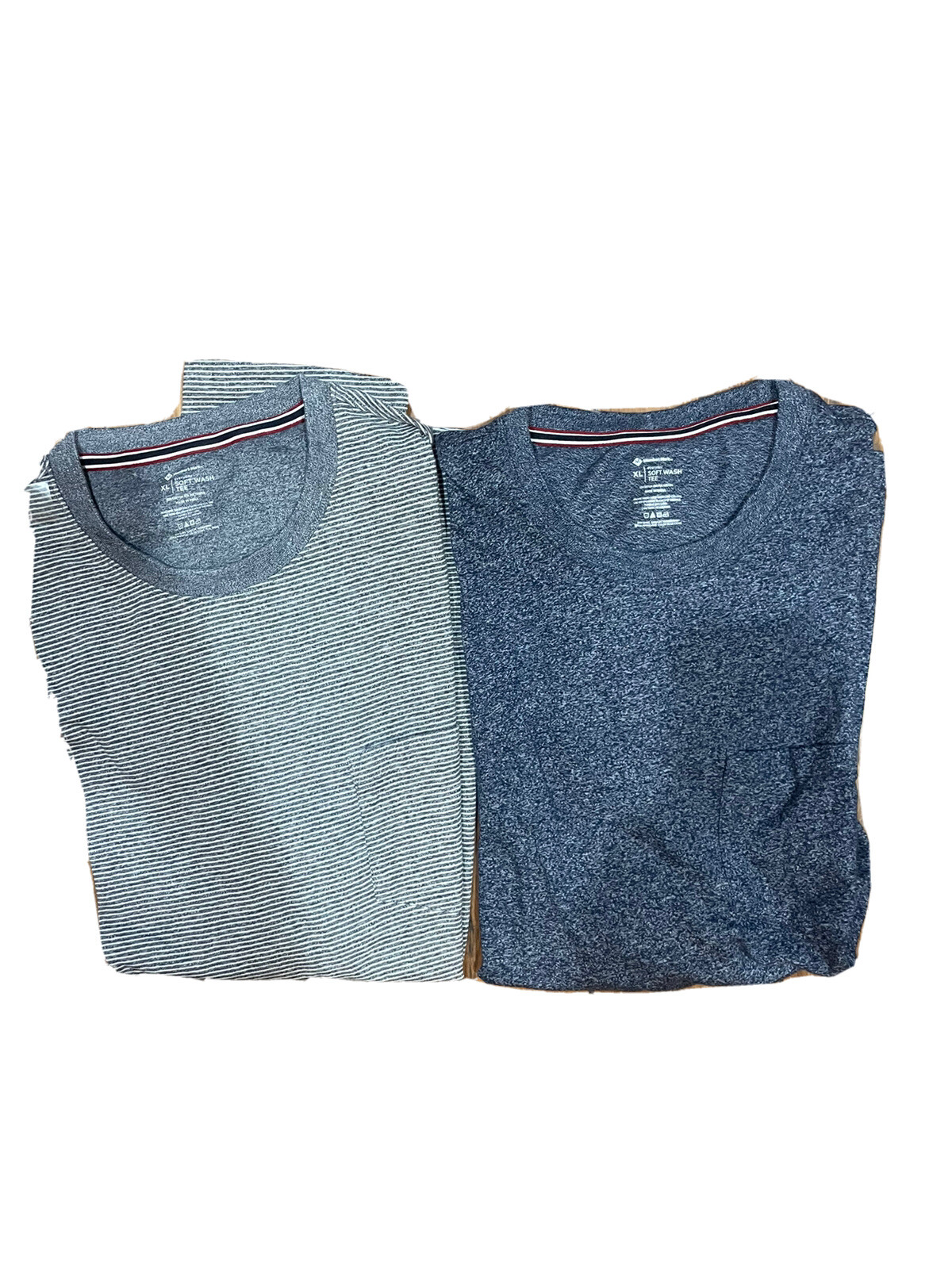 NWT Member's Mark Mens Soft Wash Tee 2 Pack Blue/ Blue Stripe Medium M gallery