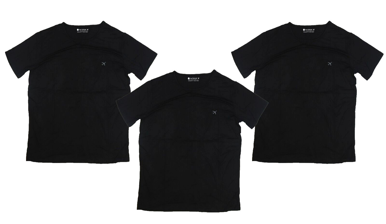 NxTSTOP Black LiftOff Bamboo Liftoff Short Sleeve Crewneck T-Shirt Mens L 3 Pack