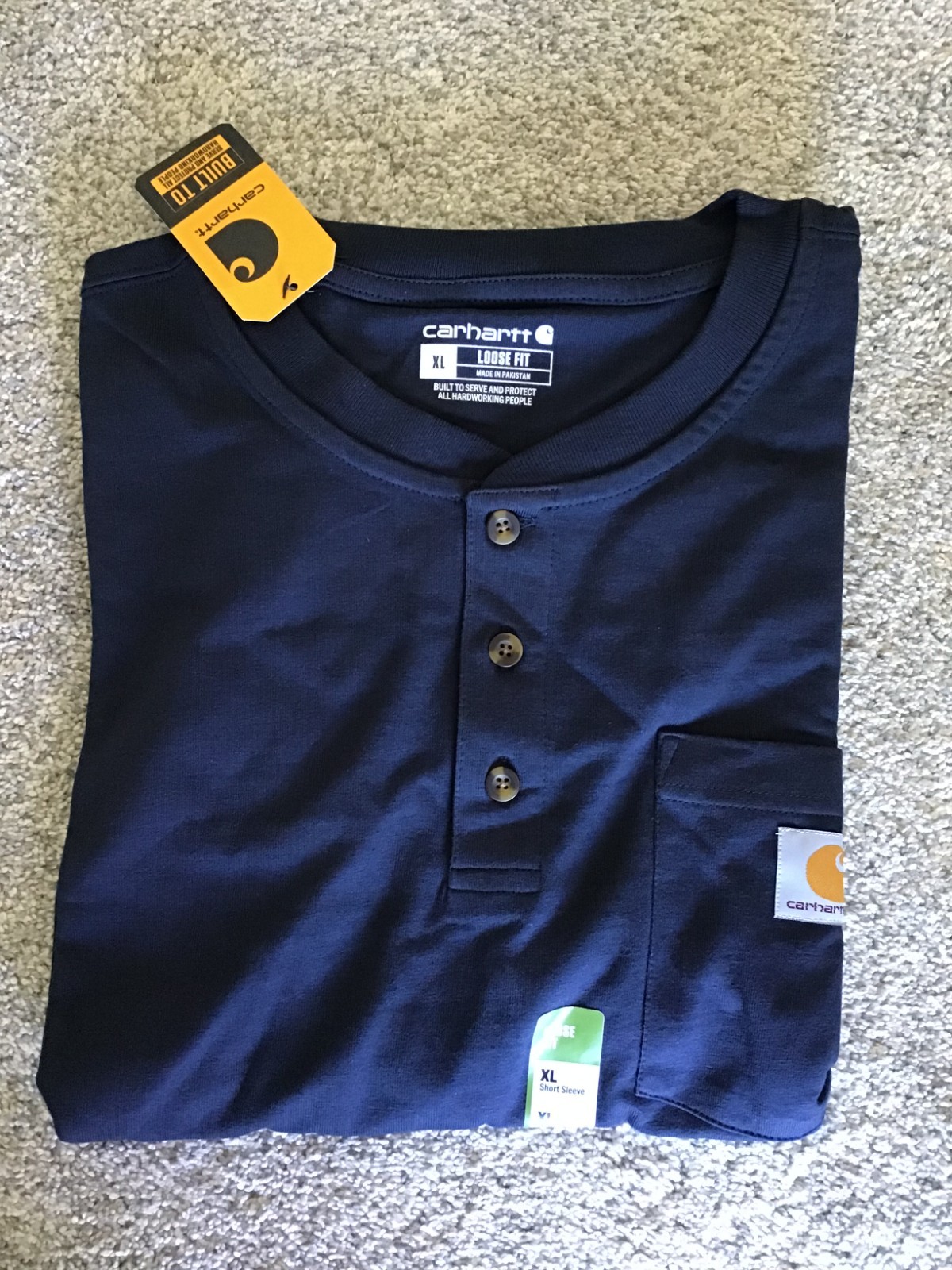 NWT!! CARHARTT MENS LOOSE FIT HEAVYWEIGHT S/S POCKET HENLEY T-SHIRT, SIZE XL gallery