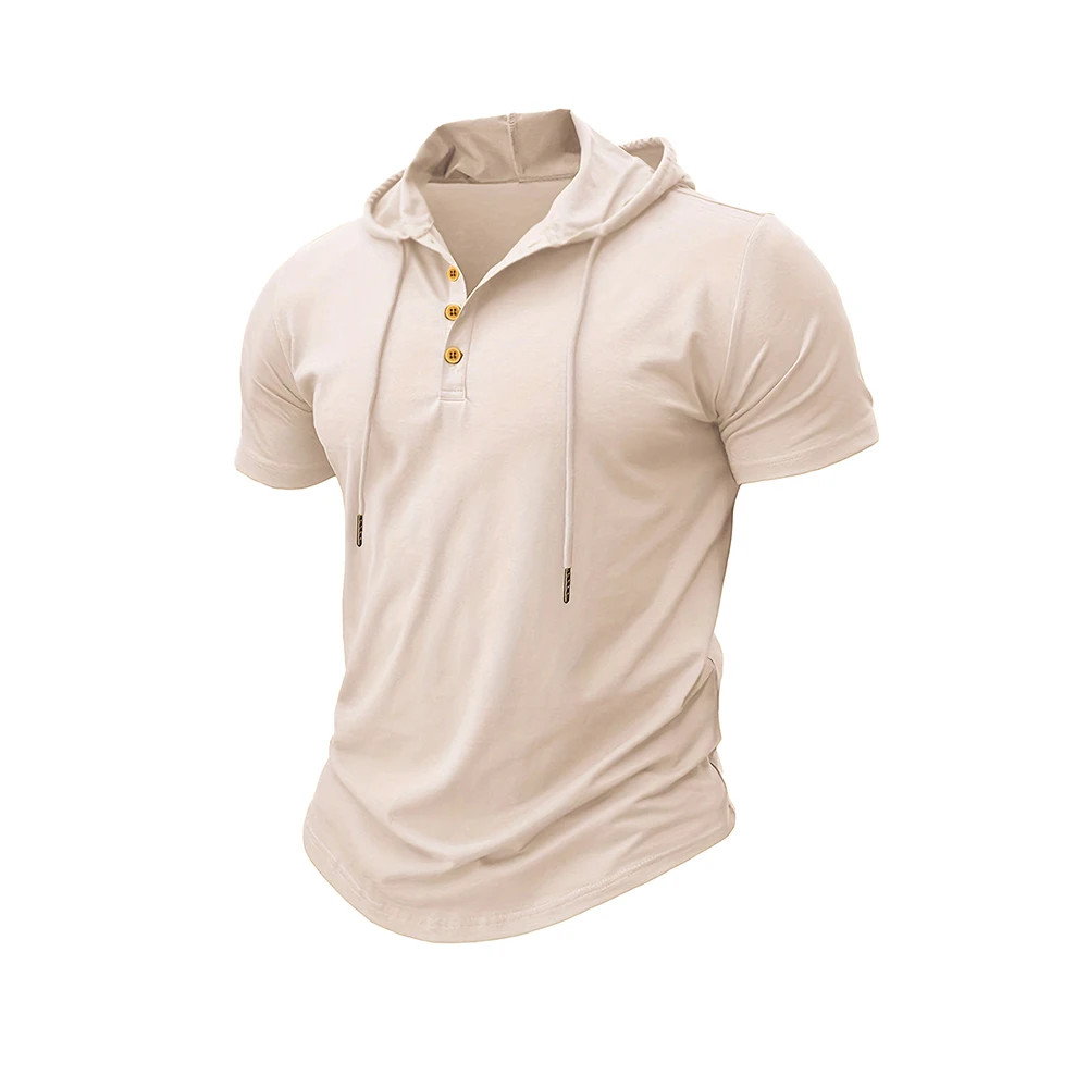 Men's T Shirt Summer Slim Fitness Hooded Short-Sleeved Tees Male Lightweight gallery