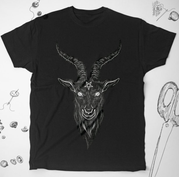 Satan shirt Goth Occult Tee Guy Animal Goat Gothic Baphomet Pentagram Unisex Tee gallery